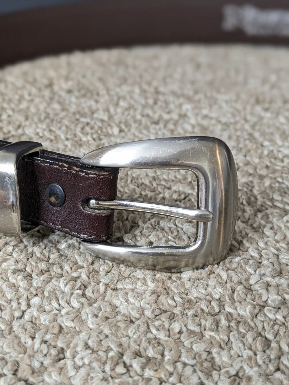 Nocona Western Belt Brown Genuine Leather Silver Hardware Size 36